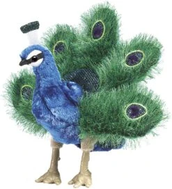 Folkmanis Handpuppe Puppet 2834 Kleiner Pfau Blau, Grün