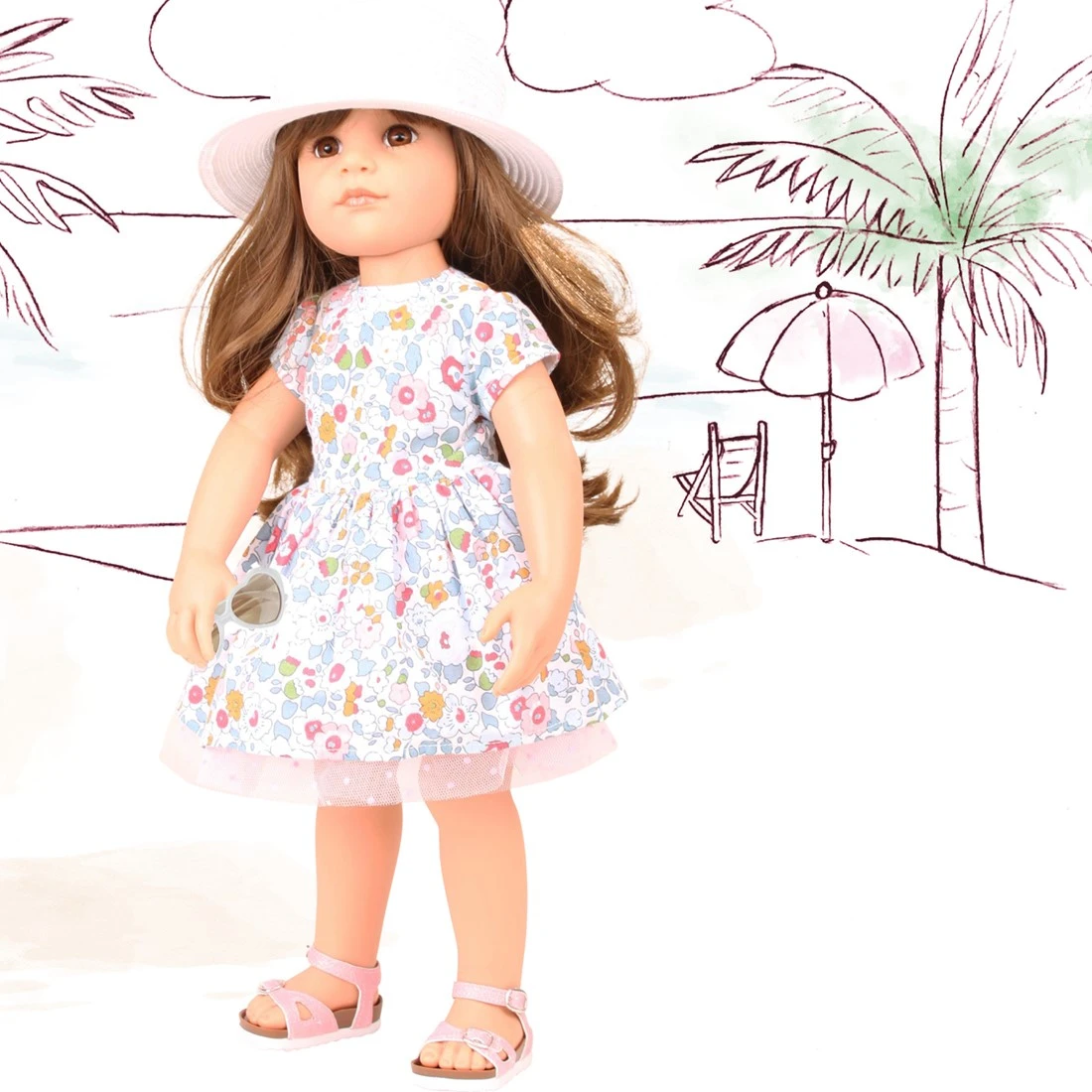Götz 1659082 Hannah Summertime Puppe - Sommerzeit - 50 Cm Große Stehpuppe, Braune Langen Haare, Braune Augen - 7-teiliges Set 4 Götz 1659082 Hannah Summertime Puppe - Sommerzeit - 50 Cm Große Stehpuppe, Braune Langen Haare, Braune Augen - 7-teiliges Set – Bild 2