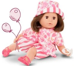 Götz 2116066 Cosy Aquini Stripe Vibes Badepuppe - Puppe Mit Braunen Haaren, Braunen Schlafaugen In 7-teiligen Set - 33 Cm Mädchen-Babypuppe