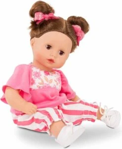 Götz 2120945 Muffin Stripe Vibes Kiss Puppe - 33 Cm Große Babypuppe Mit Braunen Schlafaugen, Braune Haare Und Weichkörper - Weichkörperpuppe In 7-teiligen Set