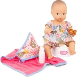 Götz 2153042 Aquini Girl Minimaxi Puppe - 33 Cm Badepuppe Ohne Haare Mit Blauen Gemalten Augen - 7-teiliges Set Mit Schnuller - Babypuppe Ab 18 Monaten