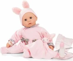 Götz 2161152 Cookie Care Pastellino Puppe Mit Funktion - 48 Cm Große Babypuppe Mit Blauen Schlafaugen, Ohne Haare Und Einem Weichkörper - 8-teiliges Set