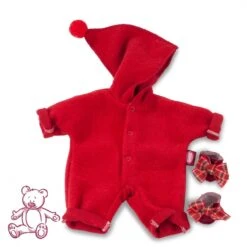 Götz Boutique, Romper "Zipfelmütze, Rood", Babypoppen 30-33 Cm (Inhoud: 3-delig)