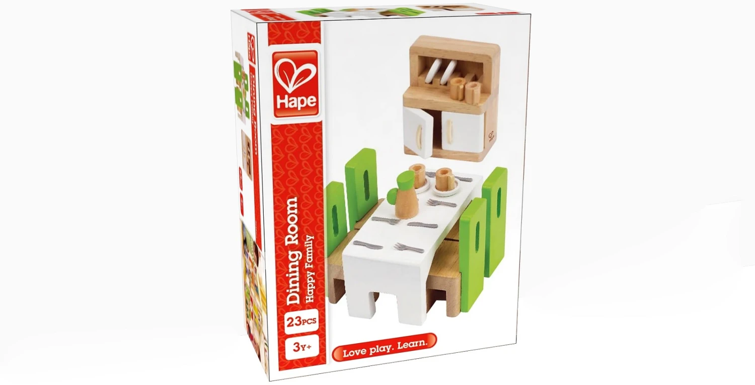 Hape E3454 Esszimmer, Grüne Stühle/weißer Tisch/schrank Mit Weißen Türen 4 Hape E3454 Esszimmer, Grüne Stühle/weißer Tisch/schrank Mit Weißen Türen – Bild 2