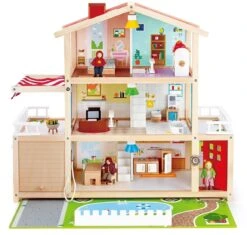 Hape Puppen-Villa Von Hape| Preisgekröntes Puppenhaus Mit 10 Zimmern, Puppen-Villa Aus Holz Mit Zubehör Ab Drei Jahren