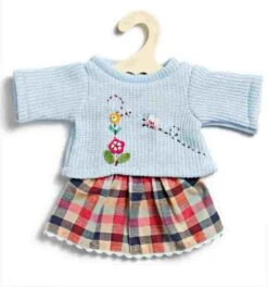 Heless 1050 - Bekleidungs-Set Für Puppen, 2 Teilig Mit Pullover Und Tüllrock, In Den Farbvarianten Blau, Rosa Und Pink, Sortiert, Größe 28 - 35 Cm