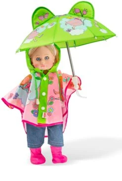 Heless 771 - Regen-Set Für Puppen, 2 Teilig Mit Regencape Und Regenschirm, Größe 28 - 35 Cm