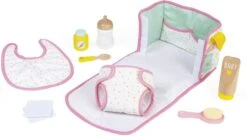 Janod J06501 Wickeltasche Mit 8 Hölzernen Accessoires Für Babys Von 36 Bis 42 Cm-Imitationsspielzeug-Imagination Learning-FSC-Zertifiziert Ab 2 Jahren