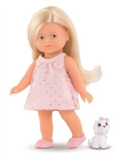 Les Trendies Corolle Mini Corolline Set Mit Hund / Vollvinylpuppe Mit Langem Haar Und Süßem Hund In Geschenkbox / Vanilleduft / 20cm / Für Kinder Ab 3 Jahren Geeignet