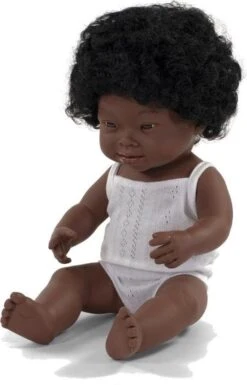 Miniland Afrikanisches Mädchen 38cm Mit Down Syndrom, 31171, Braun