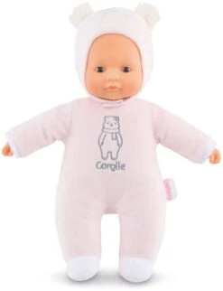 Mon Doudou Corolle Sweetheart / Rosa Bär / Weichkörperpuppe Mit Kapuze / Namensetikett / Vanilleduft / 30cm / Für Kinder Ab 9 Monaten Geeignet