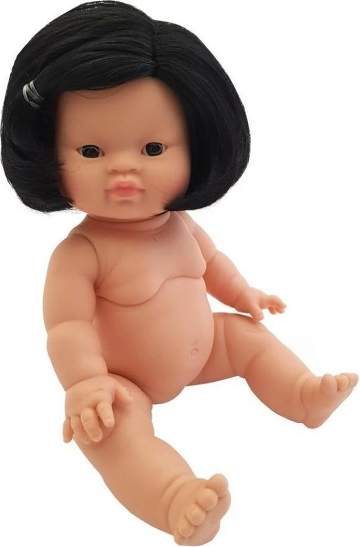 Paola Reina Gordi Baby Doll Girl Mandelaugen Schwarzes Haar - 34 Cm 4 Paola Reina Gordi Baby Doll Girl Mandelaugen Schwarzes Haar - 34 Cm – Bild 2