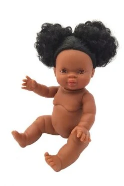 Paola Reina Gordi Babypop Meisje Zoe Donkerbruin Krullend Haar - 34 Cm